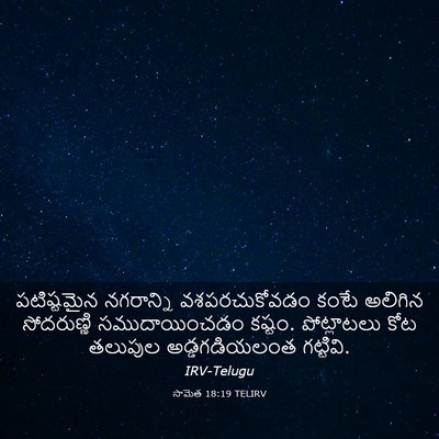 Picture 03 - సామెత 18:19 TELIRV - పటిష్టమైన - Bible Verse Picture