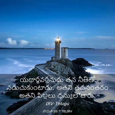 Picture 03 - సామెత 20:7 TELIRV - యథార్థవర్తనుడు తన - Bible Verse Picture