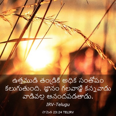 Picture 03 - సామెత 23:24 TELIRV - ఉత్తముడి తండ్రికి - Bible Verse Picture