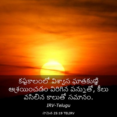 Picture 03 - సామెత 25:19 TELIRV - కష్టకాలంలో - Bible Verse Picture