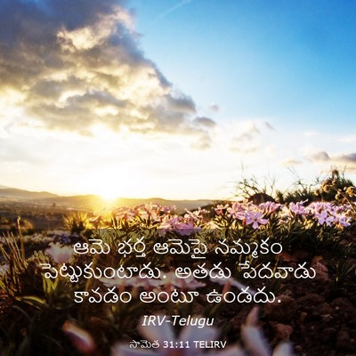 Picture 03 - సామెత 31:11 TELIRV - ఆమె భర్త ఆమెపై - Bible Verse Picture