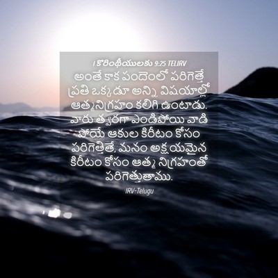 Picture 04 - 1 కొరింథీయులకు 9:25 TELIRV - అంతే కాక పందెంలో - Bible Verse Picture