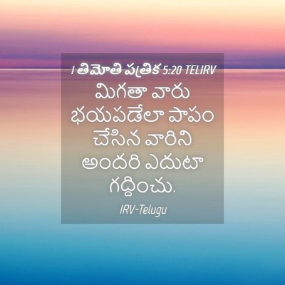 Picture 04 - 1 తిమోతి పత్రిక 5:20 TELIRV - మిగతా వారు - Bible Verse Picture
