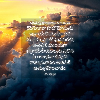 Picture 04 - 1 దినవృత్తాంతాలు 29:25 TELIRV - యెహోవా సొలొమోనును - Bible Verse Picture