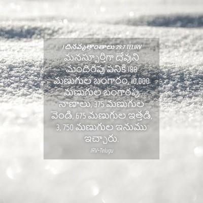 Picture 04 - 1 దినవృత్తాంతాలు 29:7 TELIRV - మనస్పూర్తిగా - Bible Verse Picture