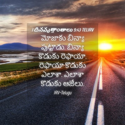 Picture 04 - 1 దినవృత్తాంతాలు 9:43 TELIRV - మోజాకు బిన్యా - Bible Verse Picture