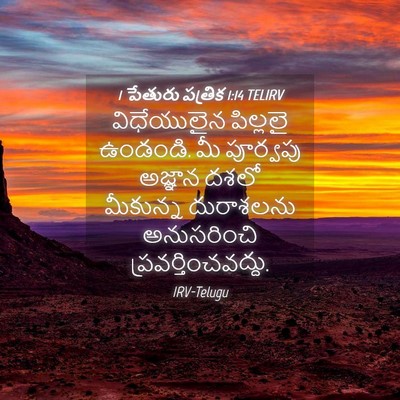 Picture 04 - 1 పేతురు పత్రిక 1:14 TELIRV - విధేయులైన పిల్లలై - Bible Verse Picture