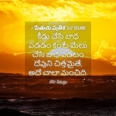 Picture 04 - 1 పేతురు పత్రిక 3:17 TELIRV - కీడు చేసి బాధ పడడం - Bible Verse Picture
