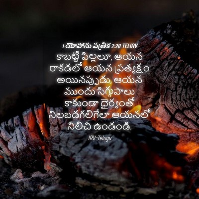 Picture 04 - 1 యోహాను పత్రిక 2:28 TELIRV - కాబట్టి పిల్లలూ, - Bible Verse Picture