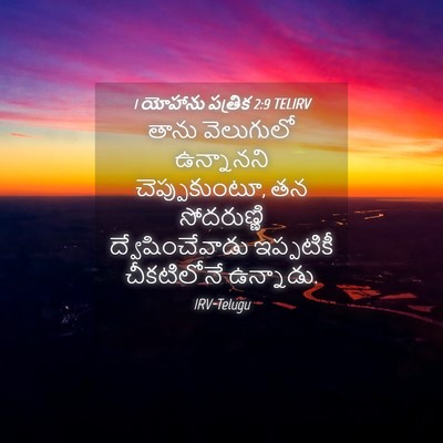 Picture 04 - 1 యోహాను పత్రిక 2:9 TELIRV - తాను వెలుగులో - Bible Verse Picture