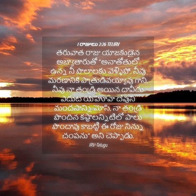 Picture 04 - 1 రాజులు 2:26 TELIRV - తరువాత రాజు - Bible Verse Picture