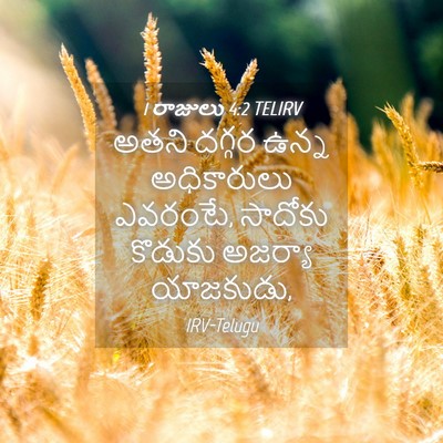 Picture 04 - 1 రాజులు 4:2 TELIRV - అతని దగ్గర ఉన్న - Bible Verse Picture