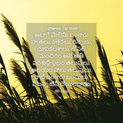 Picture 04 - 1 రాజులు 7:50 TELIRV - అలాగే మేలిమి - Bible Verse Picture