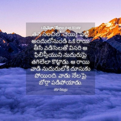 Picture 04 - 1 సమూయేలు 17:49 TELIRV - తన సంచిలో చెయ్యి - Bible Verse Picture