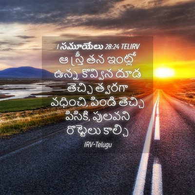 Picture 04 - 1 సమూయేలు 28:24 TELIRV - ఆ స్త్రీ తన ఇంట్లో - Bible Verse Picture