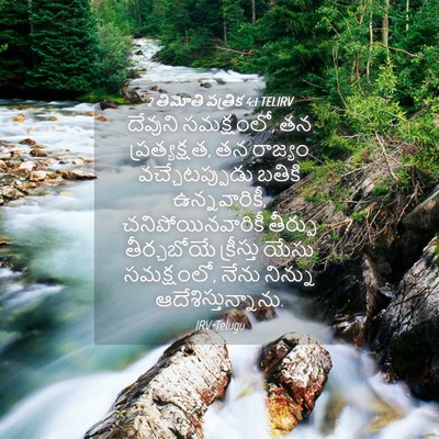 Picture 04 - 2 తిమోతి పత్రిక 4:1 TELIRV - దేవుని సమక్షంలో, - Bible Verse Picture