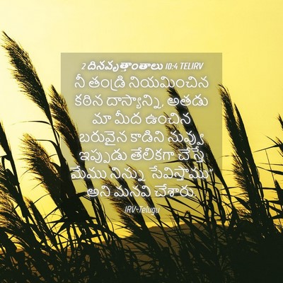Picture 04 - 2 దినవృత్తాంతాలు 10:4 TELIRV - నీ తండ్రి - Bible Verse Picture