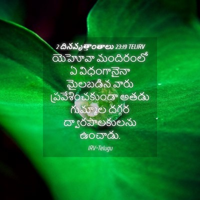 Picture 04 - 2 దినవృత్తాంతాలు 23:19 TELIRV - యెహోవా మందిరంలో ఏ - Bible Verse Picture