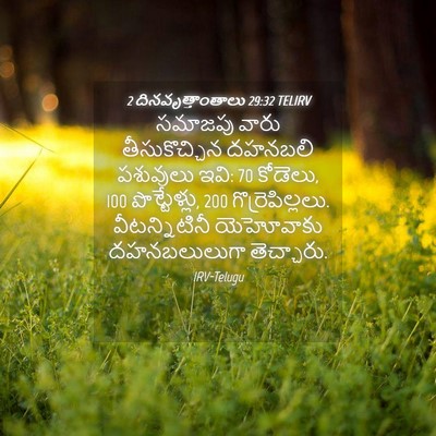 Picture 04 - 2 దినవృత్తాంతాలు 29:32 TELIRV - సమాజపు వారు - Bible Verse Picture