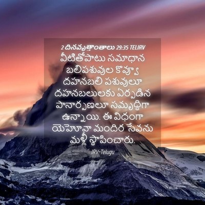 Picture 04 - 2 దినవృత్తాంతాలు 29:35 TELIRV - వీటితోపాటు సమాధాన - Bible Verse Picture
