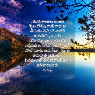 Picture 04 - 2 దినవృత్తాంతాలు 9:12 TELIRV - షేబ దేశపు రాణి - Bible Verse Picture