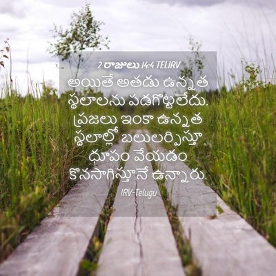 Picture 04 - 2 రాజులు 14:4 TELIRV - అయితే అతడు ఉన్నత - Bible Verse Picture