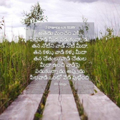 Picture 04 - 2 రాజులు 4:34 TELIRV - అతడు మంచం ఎక్కి - Bible Verse Picture