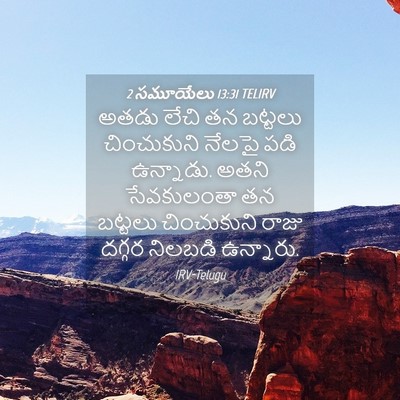 Picture 04 - 2 సమూయేలు 13:31 TELIRV - అతడు లేచి తన - Bible Verse Picture