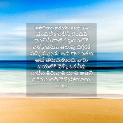 Picture 04 - అపొస్తలుల కార్యములు 12:10 TELIRV - మొదటి కావలినీ - Bible Verse Picture