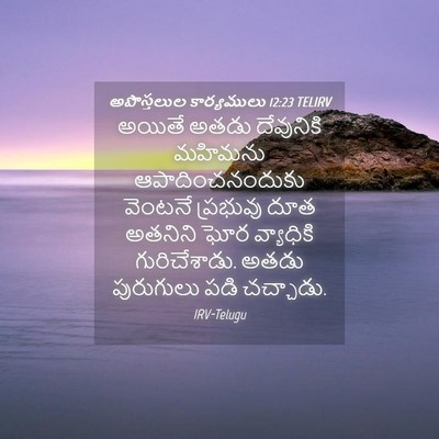 Picture 04 - అపొస్తలుల కార్యములు 12:23 TELIRV - అయితే అతడు - Bible Verse Picture