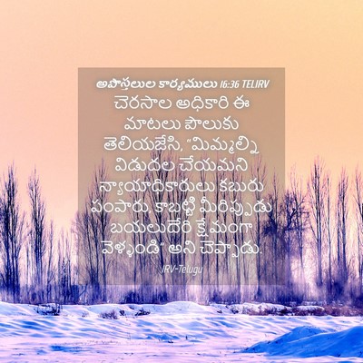 Picture 04 - అపొస్తలుల కార్యములు 16:36 TELIRV - చెరసాల అధికారి ఈ - Bible Verse Picture