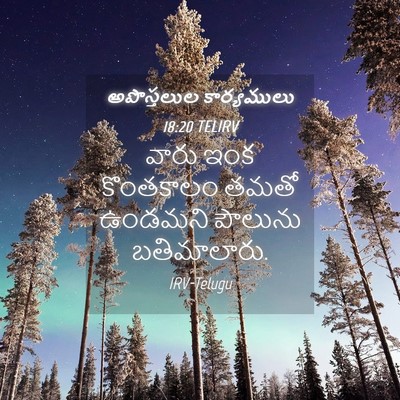 Picture 04 - అపొస్తలుల కార్యములు 18:20 TELIRV - వారు ఇంక కొంతకాలం - Bible Verse Picture