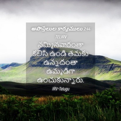 Picture 04 - అపొస్తలుల కార్యములు 2:44 TELIRV - నమ్మినవారంతా - Bible Verse Picture