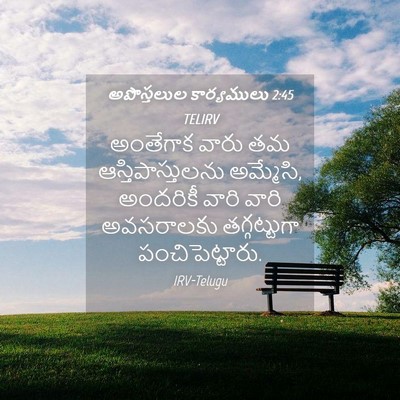 Picture 04 - అపొస్తలుల కార్యములు 2:45 TELIRV - అంతేగాక వారు తమ - Bible Verse Picture