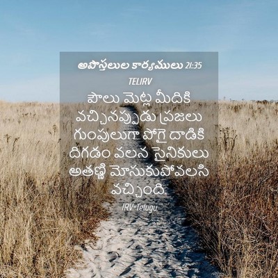 Picture 04 - అపొస్తలుల కార్యములు 21:35 TELIRV - పౌలు మెట్ల మీదికి - Bible Verse Picture
