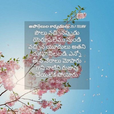 Picture 04 - అపొస్తలుల కార్యములు 25:7 TELIRV - పౌలు వచ్చినప్పుడు - Bible Verse Picture