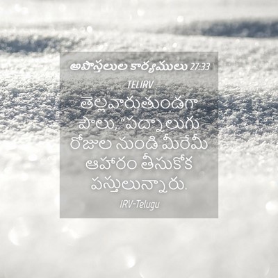Picture 04 - అపొస్తలుల కార్యములు 27:33 TELIRV - తెల్లవారుతుండగా - Bible Verse Picture