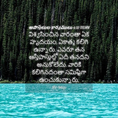Picture 04 - అపొస్తలుల కార్యములు 4:32 TELIRV - విశ్వసించిన - Bible Verse Picture