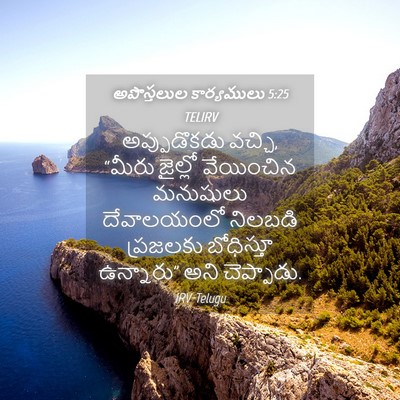 Picture 04 - అపొస్తలుల కార్యములు 5:25 TELIRV - అప్పుడొకడు వచ్చి, - Bible Verse Picture