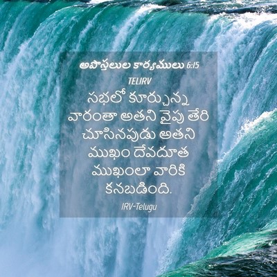 Picture 04 - అపొస్తలుల కార్యములు 6:15 TELIRV - సభలో కూర్చున్న - Bible Verse Picture