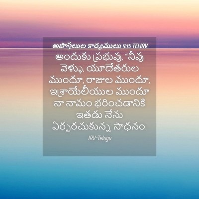 Picture 04 - అపొస్తలుల కార్యములు 9:15 TELIRV - అందుకు ప్రభువు, - Bible Verse Picture