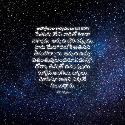 Picture 04 - అపొస్తలుల కార్యములు 9:39 TELIRV - పేతురు లేచి - Bible Verse Picture