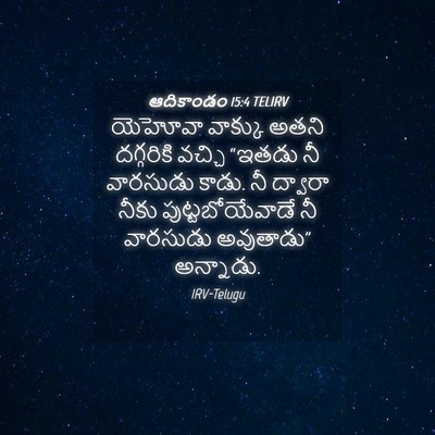 Picture 04 - ఆదికాండం 15:4 TELIRV - యెహోవా వాక్కు - Bible Verse Picture