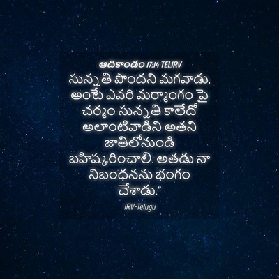 Picture 04 - ఆదికాండం 17:14 TELIRV - సున్నతి పొందని - Bible Verse Picture