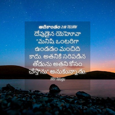 Picture 04 - ఆదికాండం 2:18 TELIRV - దేవుడైన యెహోవా - Bible Verse Picture