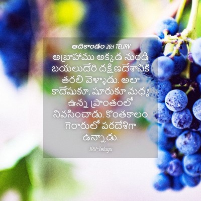 Picture 04 - ఆదికాండం 20:1 TELIRV - అబ్రాహాము అక్కడ - Bible Verse Picture
