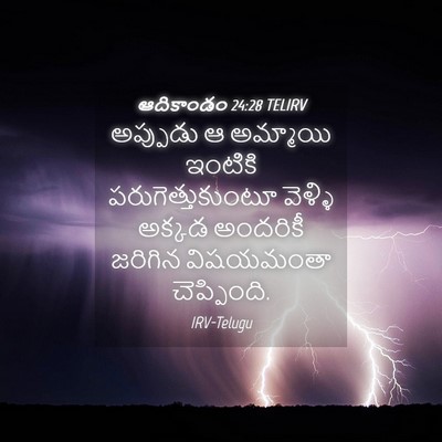 Picture 04 - ఆదికాండం 24:28 TELIRV - అప్పుడు ఆ అమ్మాయి - Bible Verse Picture
