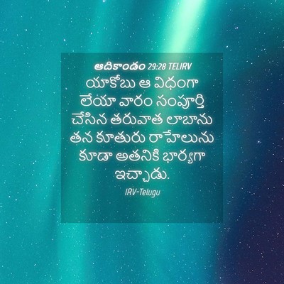 Picture 04 - ఆదికాండం 29:28 TELIRV - యాకోబు ఆ విధంగా - Bible Verse Picture