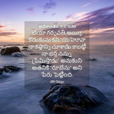 Picture 04 - ఆదికాండం 29:32 TELIRV - లేయా గర్భవతి - Bible Verse Picture