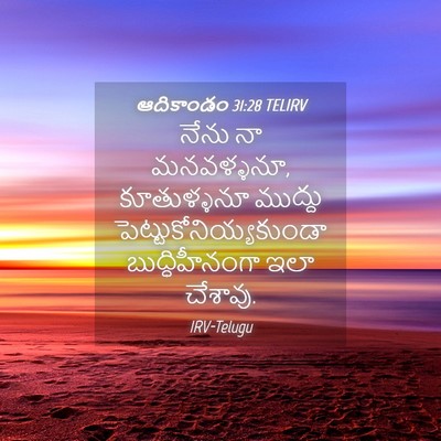 Picture 04 - ఆదికాండం 31:28 TELIRV - నేను నా మనవళ్ళనూ, - Bible Verse Picture